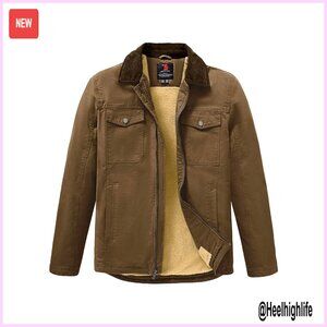 Men's Heavyweight Sherpa Lined Work Jacket, 5 Pockets, Full Zip, Detroit Style